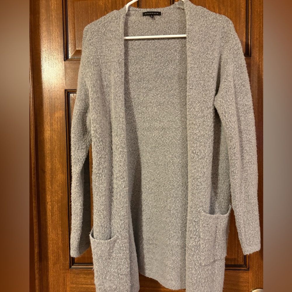Staccato Light Gray Open Front Cardigan. Small.